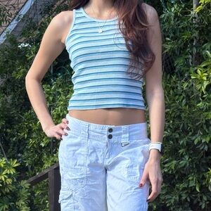 Y2K Vintage Old Navy Blue and White Striped Tank Top